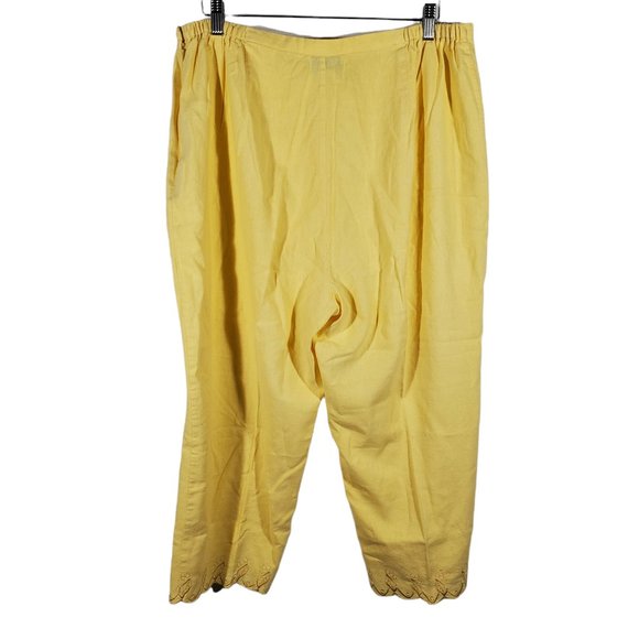 3pc Pant Set Pastel Yellow Linen Blend Casual-Suit Embroidered Floral VTG 90s - Picture 8 of 12